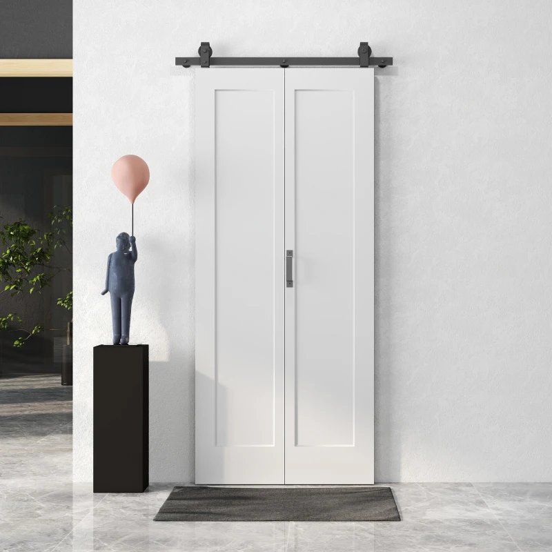 HOMCOM Puerta Plegable Corredera con Herrajes Acabado Personalizable Tirador Fácil Montaje 90x210 cm Blanco