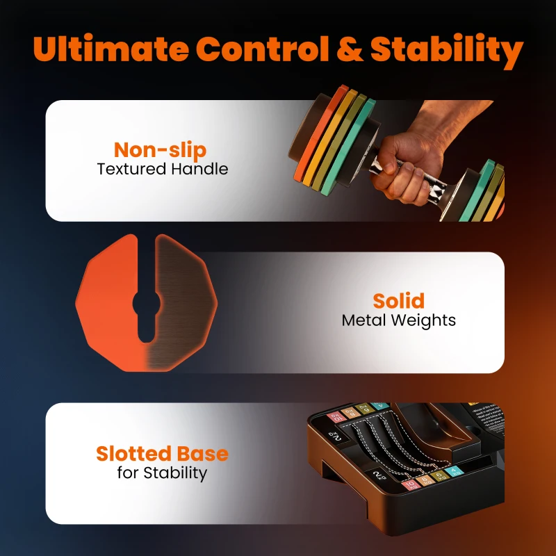 SPORTNOW Adjustable Dumbbells Set with Safety Locking Mechanism, Multicoloured