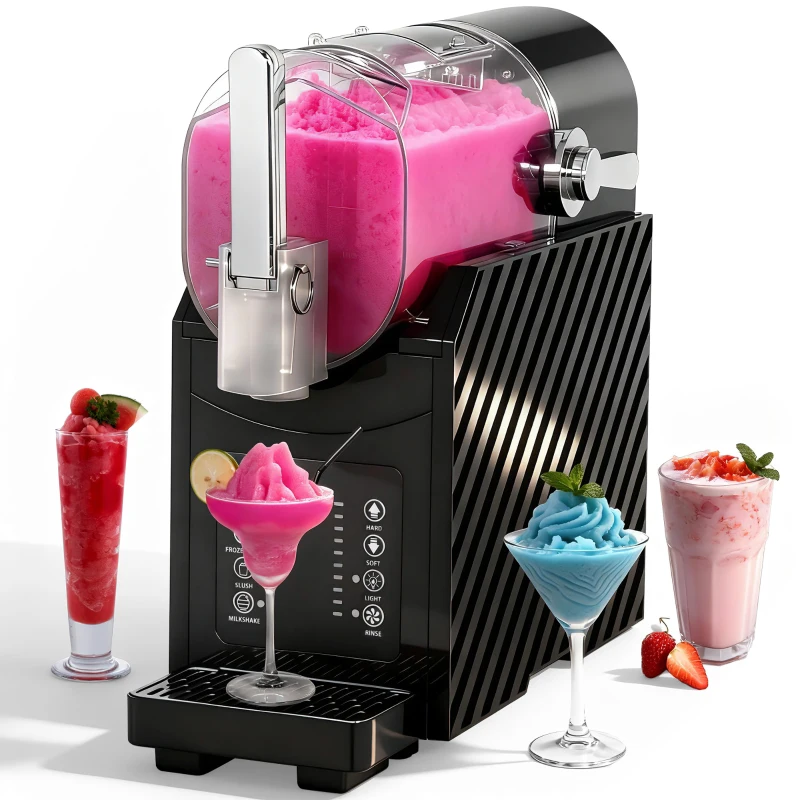 HOMCOM Macchina per slush, raffreddamento rapido, funzione di mescolamento, 2,4 L, funzione di illuminazione, nero