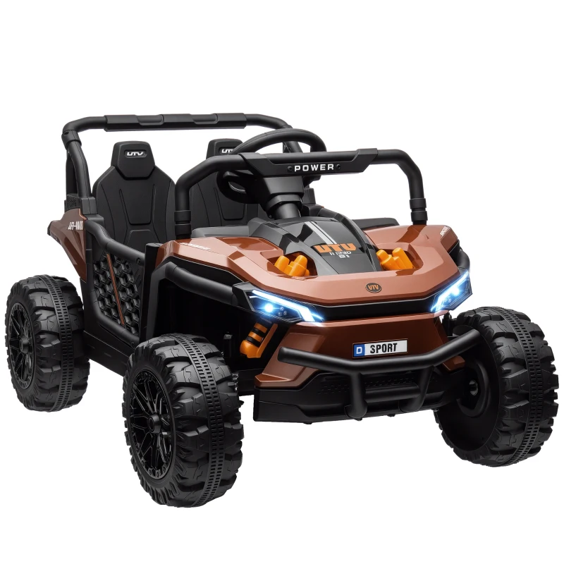 AIYAPLAY Auto elettrica per bambini UTV Buggy per bambini con telecomando 2,4 GHz 2 motori 103L x 69B x 59H cm Marrone