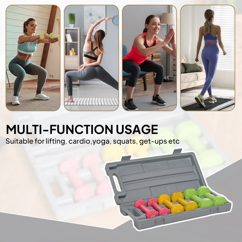 HOMCOM 6Kg Dumbbell Set, Fitness Weight Set for Men and Women, Home Gym Workout