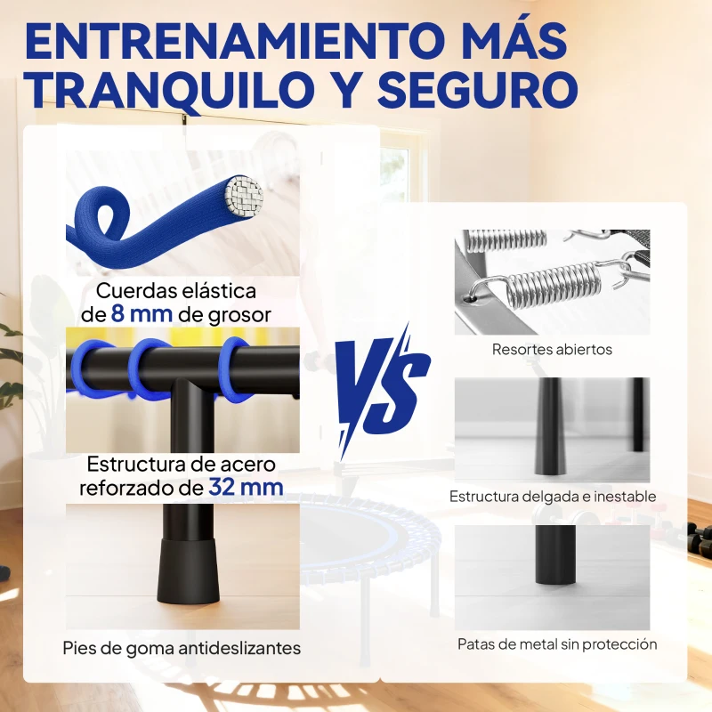 SPORTNOW Cama Elástica Fitness Ø114 cm con Marco de Acero Reforzado para Entrenamiento Piernas Cuerpo Azul y Negro