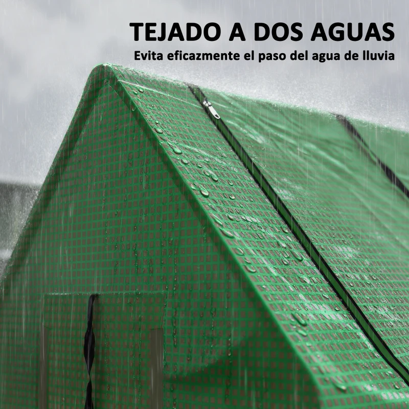Outsunny Invernadero de Terraza Mini Invernadero 240x90x90 cm con Ventanas de Malla para Cultivar Verduras y Flores Verde