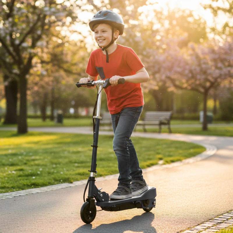 HOMCOM Foldable Electric Kids Scooter, Ride on, for Ages 7-14 Years, Black