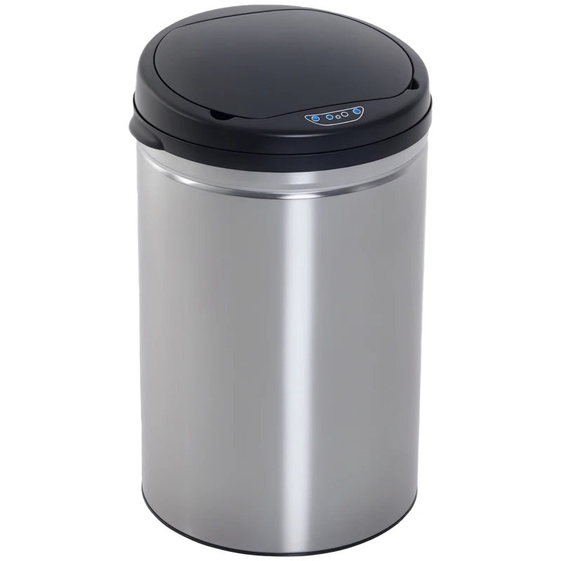 HOMCOM Contenedor Papelera Cubo Basura 30L con Sensor Detector Movimiento automático Acero Inoxidable (Varios tamaños）