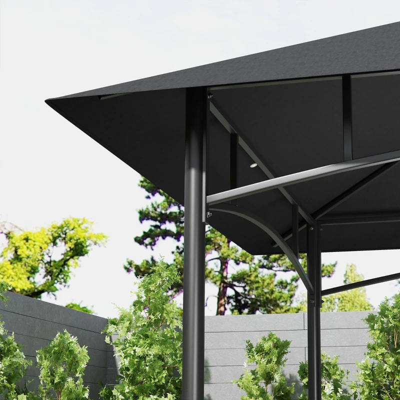 Outsunny Tenda para churrasco toldo para jardim gancho no teto prateleiras cestos 240 x 150 x 257 cm cinza escuro