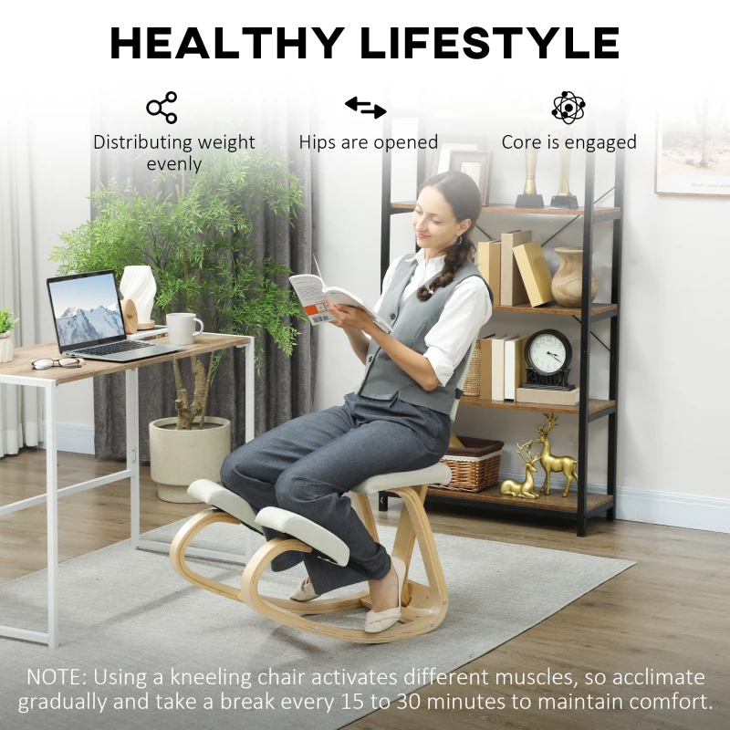 HOMCOM Ergonomischer Kniestuhl, Kniehocker Gesundheitsstuhl für Zuhause, Büro, Meditation Creme