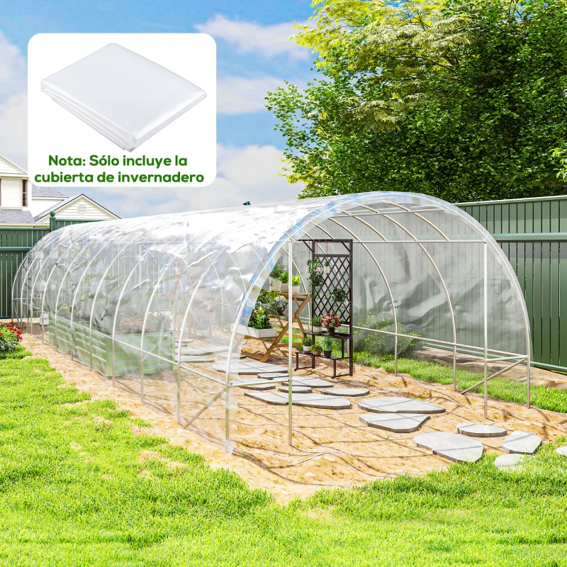 Outsunny Cubierta de repuesto para invernadero de Polipropileno 6x10 m para Huerto Plantas Agricultura Jardín Transparente