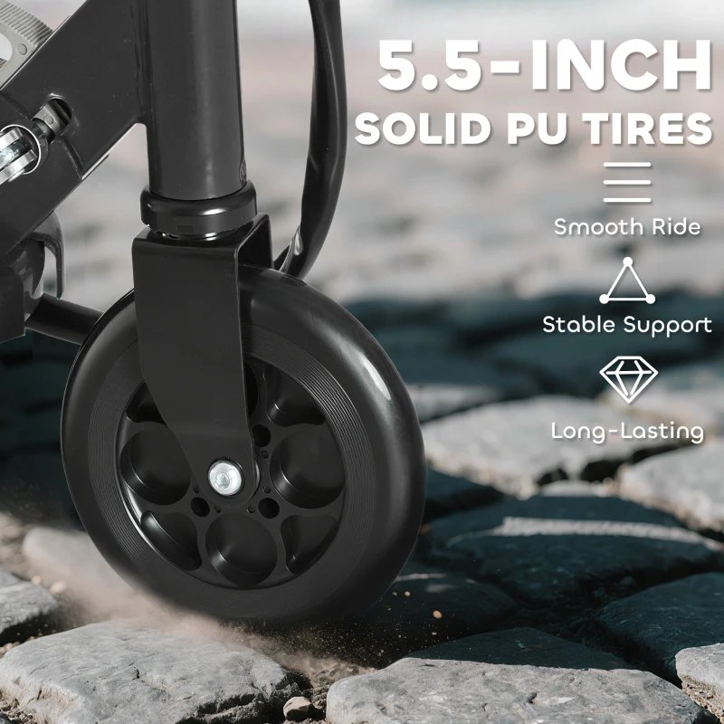 HOMCOM Foldable Electric Kids Scooter, Ride on, for Ages 7-14 Years, Black