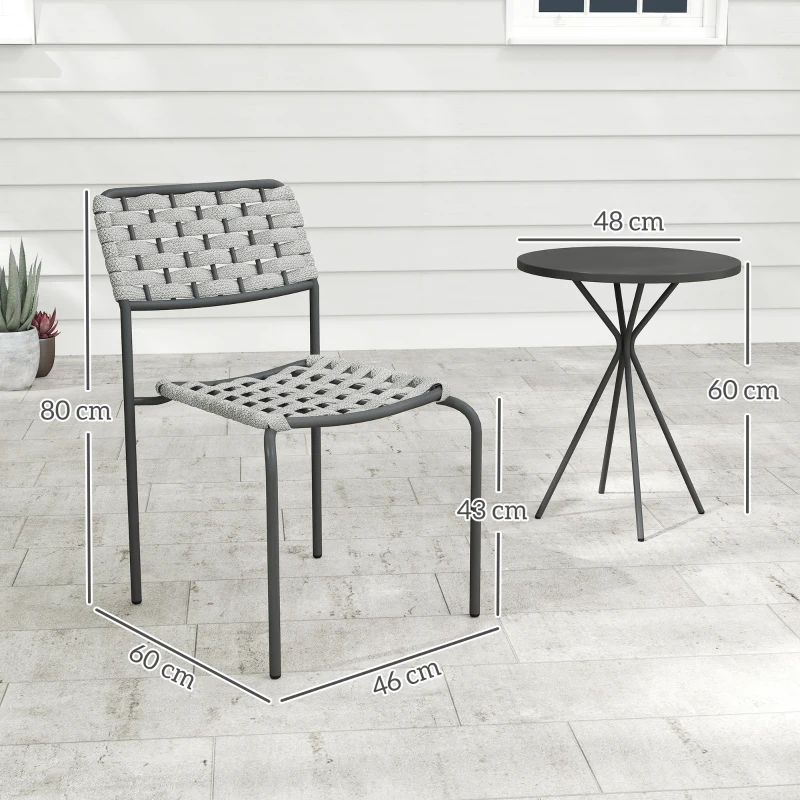 Outsunny Set mobili da giardino in polyrattan, lounge outdoor mobili da balcone per 2 persone, 3 pezzi 2 sedie, tavolo grigio