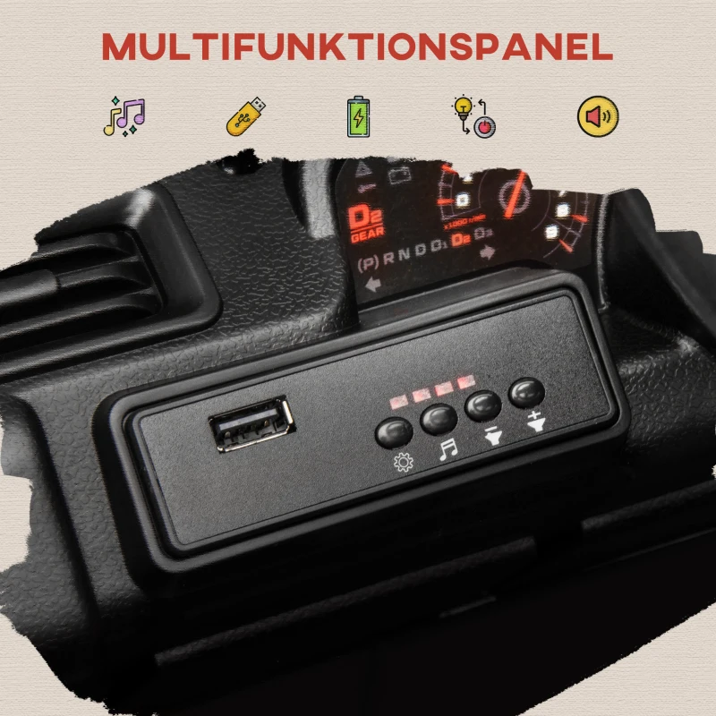 AIYAPLAY Auto elettrica per bambini 12V, con rimorchio, luci LED, musica e clacson, per bambini di età compresa tra 3-8 anni, Nero