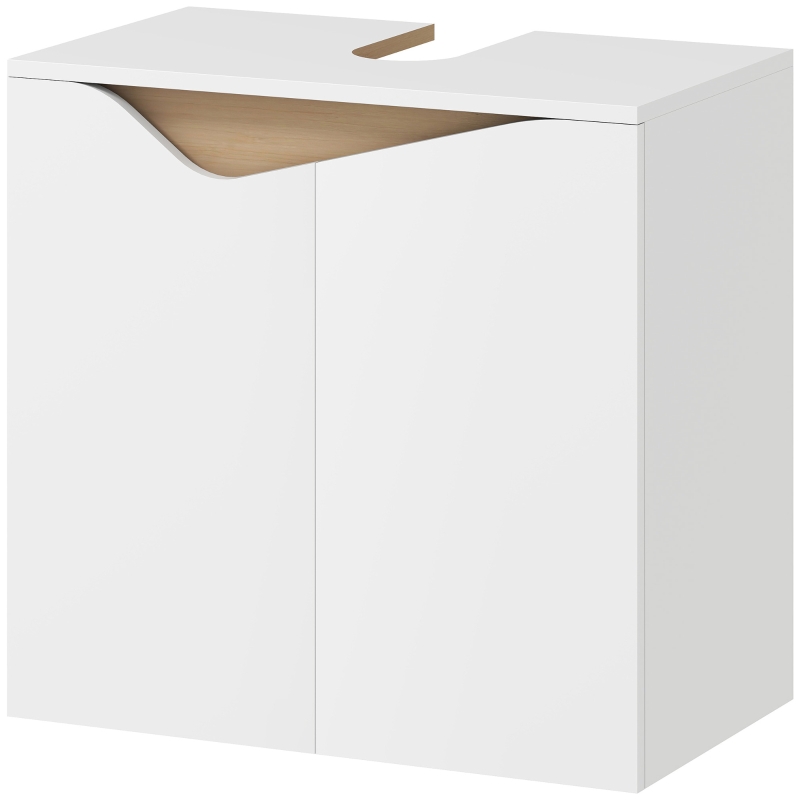 HOMCOM Mobile Sottolavabo con 2 Ante Ammortizzate per Lavabo Senza Piedistallo, 60x35x57.9 cm, Bianco