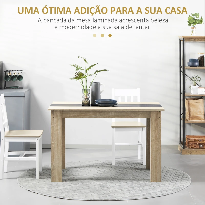 HOMCOM Mesa de Sala de Jantar para 4-6 Pessoas Estilo Moderno com Bancada de Melamina de Madeira Carga 50 kg 120x69x75 cm Madeira e Preto