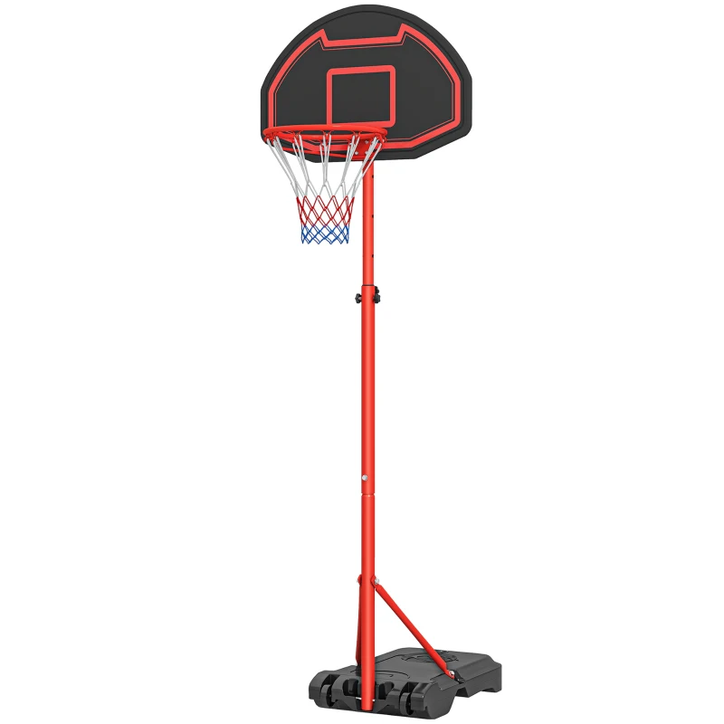 HOMCOM Basketball Hoop Outdoor, Portable Basketball Hoop and Stand with Weighted Base, Portable on Wheels, 1.55-2.1m, for Teens, Juniors, Adults, Black