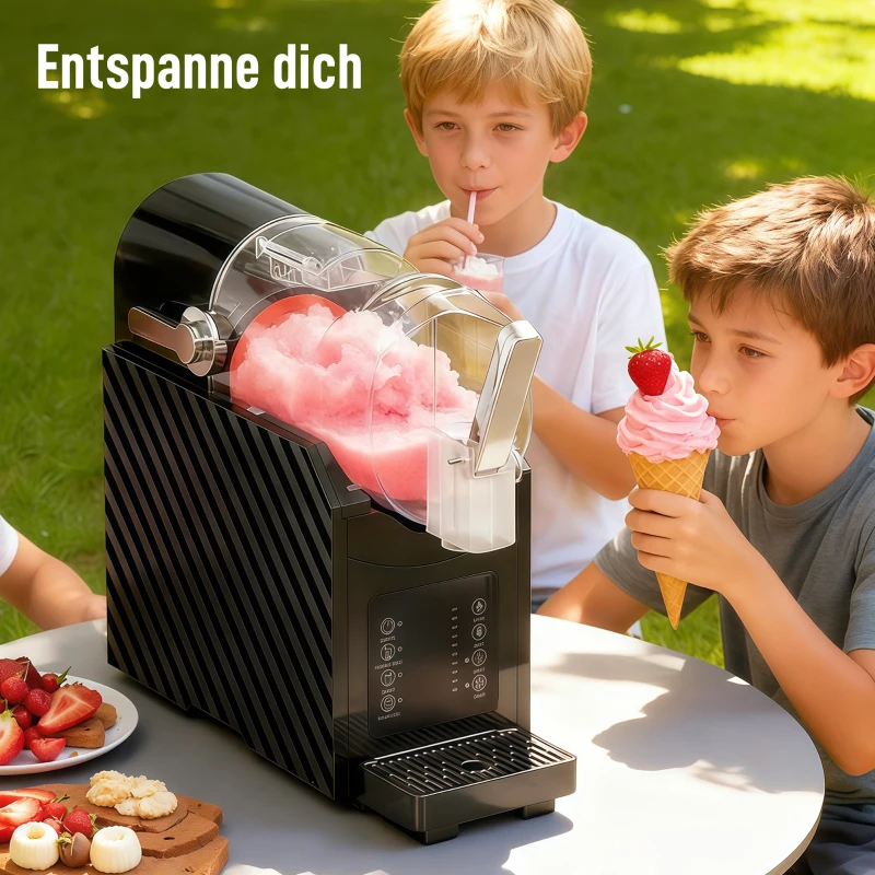HOMCOM Macchina per slush, raffreddamento rapido, funzione di mescolamento, 2,4 L, funzione di illuminazione, nero