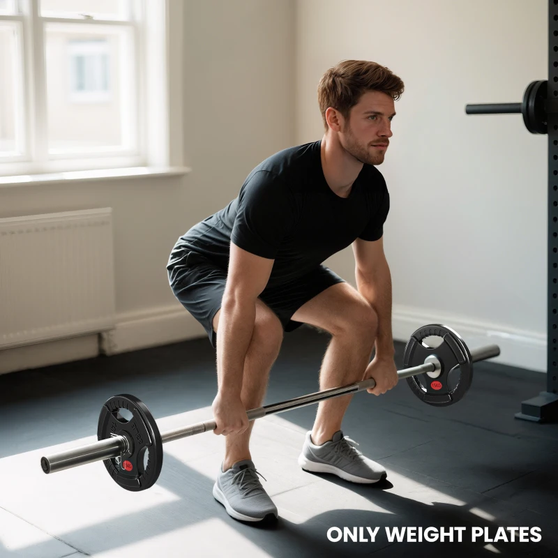 SPORTNOW Olympic Weight Plates, 2"/5cm Weight Disc Pair with Tri-Grips, 2 x 15kg Dumbbell Plates for Weightlifting and Strength Training Home Gym Fitness Workout, Black