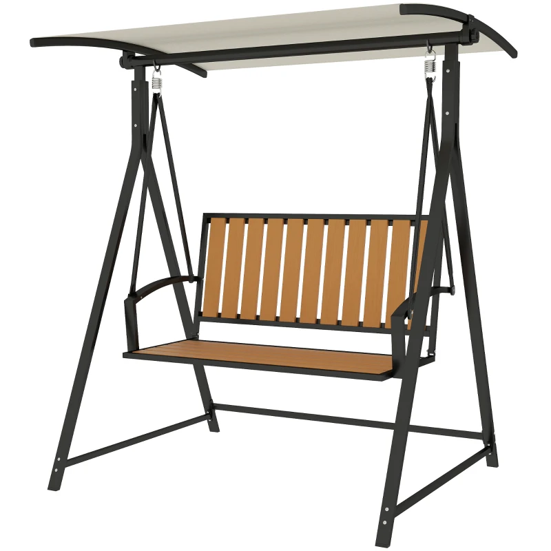 Outsunny Dondolo hollywoodiano con tettuccio regolabile, dondolo da giardino 2 posti 142 x 112 x 162 cm, Nero