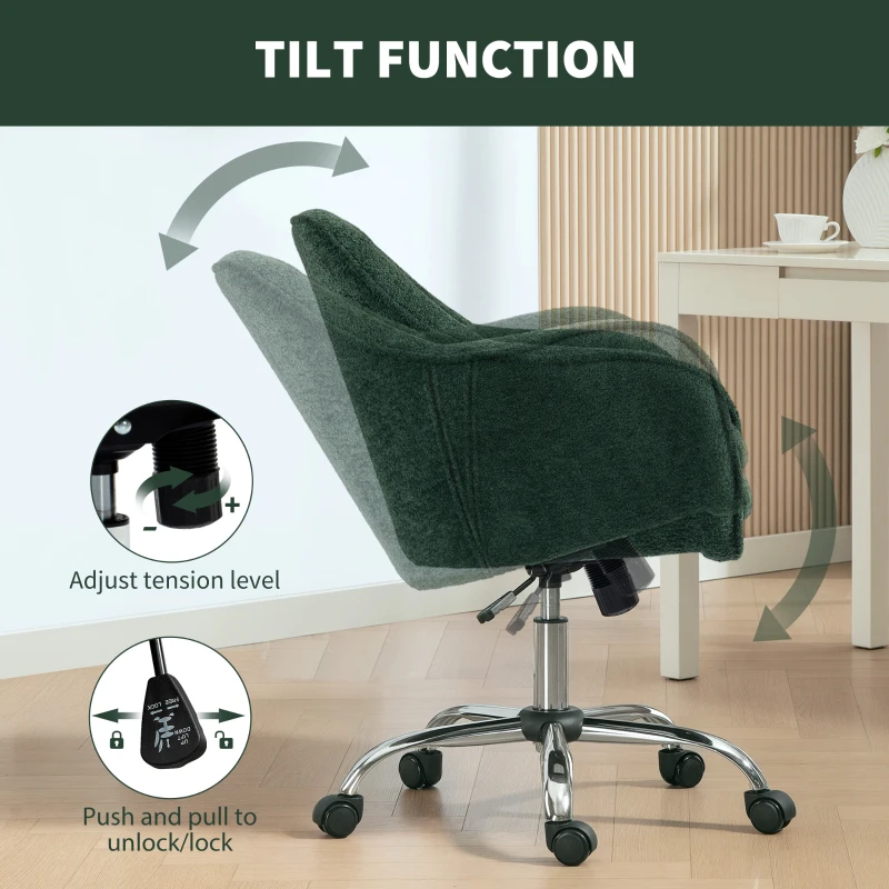 HOMCOM Snow Flannel Office Chair - Dark Green