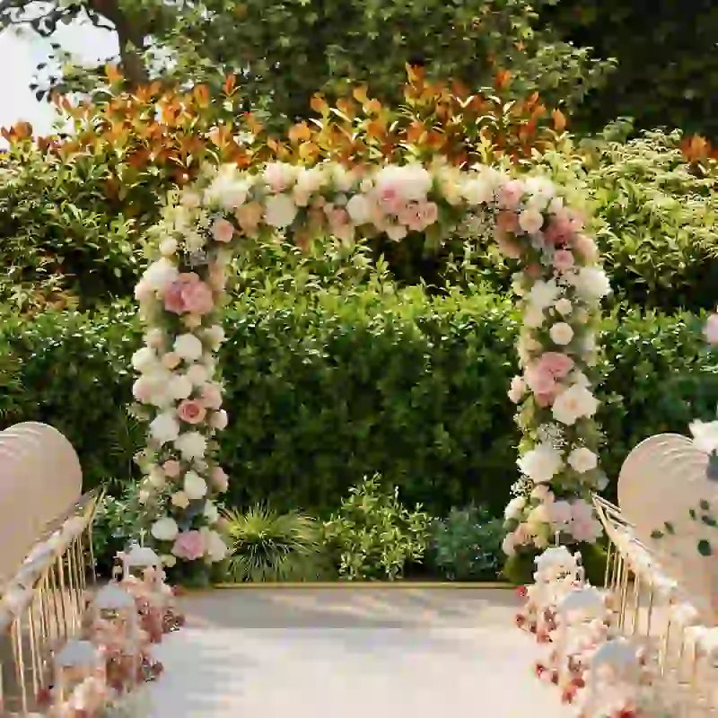 Outsunny Arco de Jardín para Rosas de Metal Arco de Boda Resistente a la Intemperie para Decoración Patio 200x40x200 cm Dorado