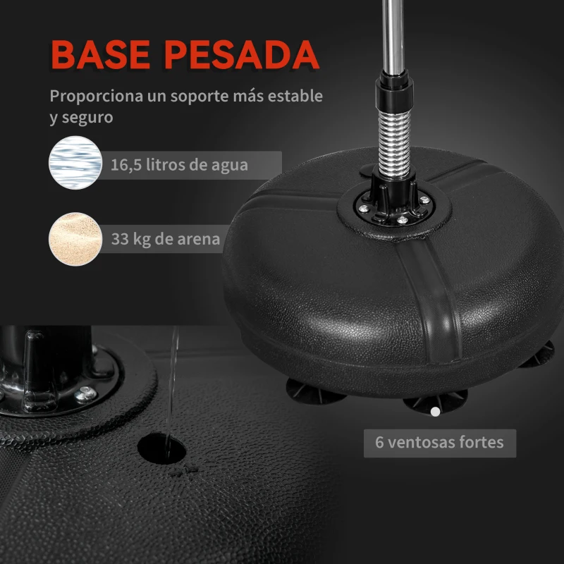 HOMCOM Saco de Boxeo de Pie con Altura Ajustable en 4 Niveles Base Rellenable Guantes e Inflador Ø45x133-151 cm Negro