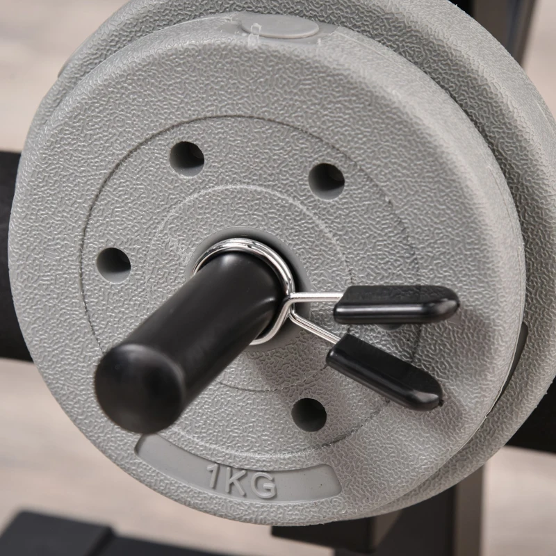 HOMCOM Hantelbank ohne Gewichte, verstellbare Fitnessbank für zahlreiche Übungen,  Workout-Station, Stahl, Kunststoff, Schwarz+Rot(m-8)