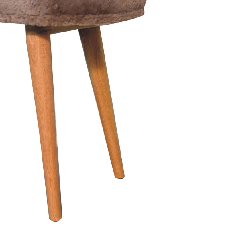 Solid Wood Upholstered Bench with Nordic-Style Legs and Eco-Conscious Design, Plush Faux-Fur Seat for Living Room, 35L x 78W x 50H cm, Brown