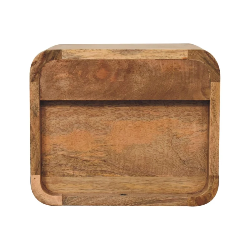 Solid Wood Mini Floating Bedside with Drawer and Open Shelf, Space-Saving Desk with Sturdy Steel Frame, 25L x 30W x 25H cm, Brown