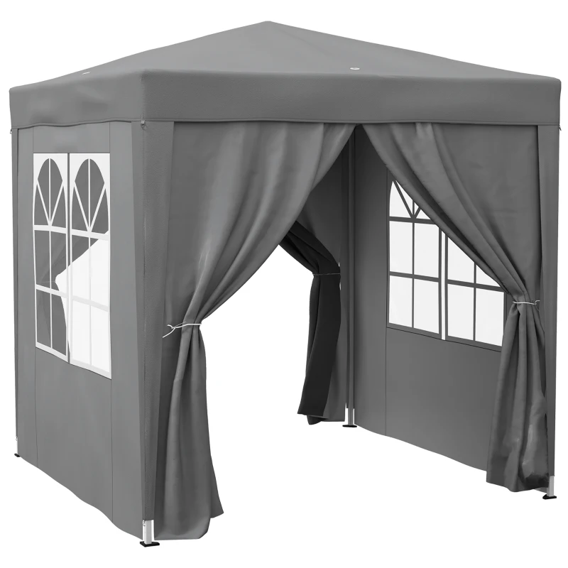 Outsunny Tonnelle de jardin extérieure tonnelle pliante pop-up réglable en hauteur protection UV 2 x 2 m gris