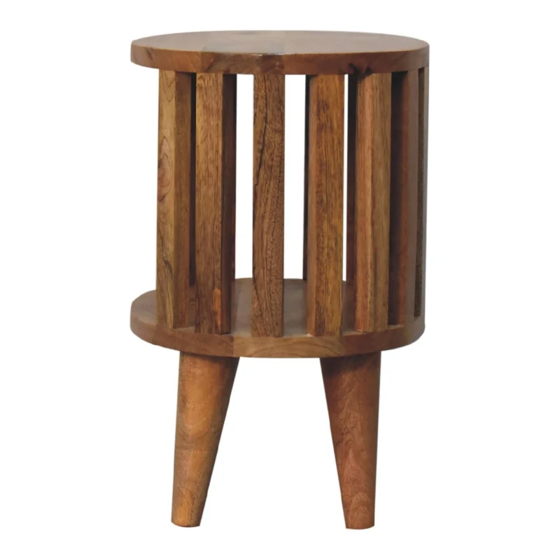 Ariella 100% Solid Mango Wood Single-Shelf Bedside Table with Nordic Legs, Hand-finished Desk with Open Shelf, 26L x 36W x 40H cm, Brown