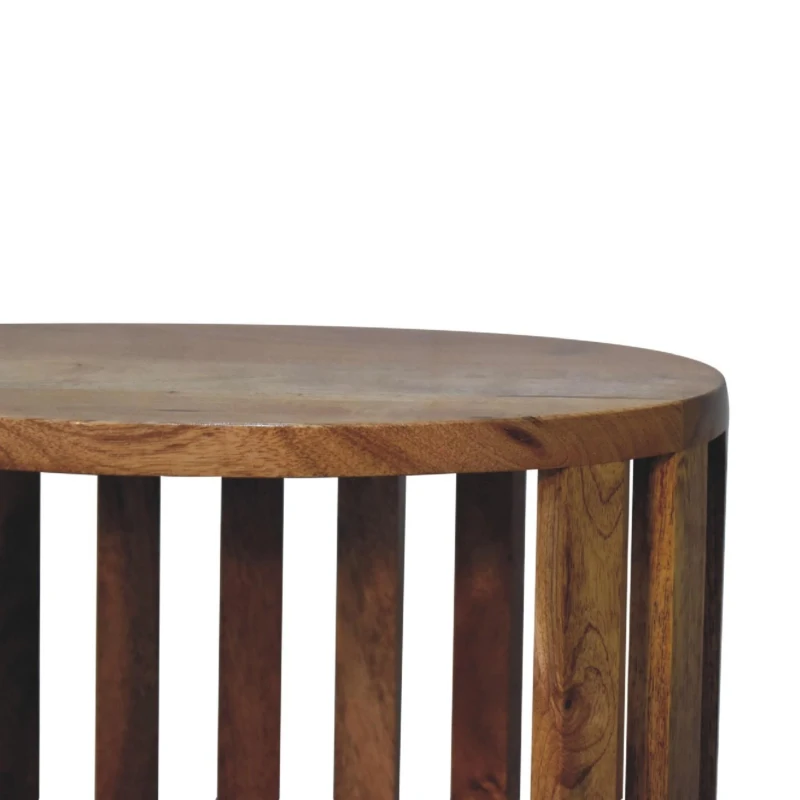 Ariella 100% Solid Mango Wood Single-Shelf Bedside Table with Nordic Legs, Hand-finished Desk with Open Shelf, 26L x 36W x 40H cm, Brown