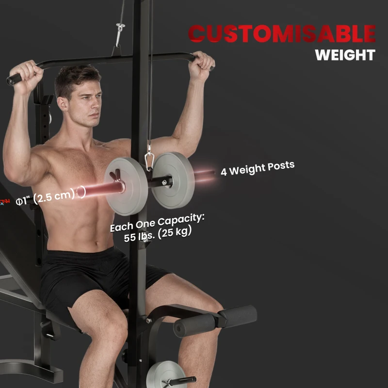 SPORTNOW Multi-Exercise Adjustable Weight Bench with Bench Press Rack