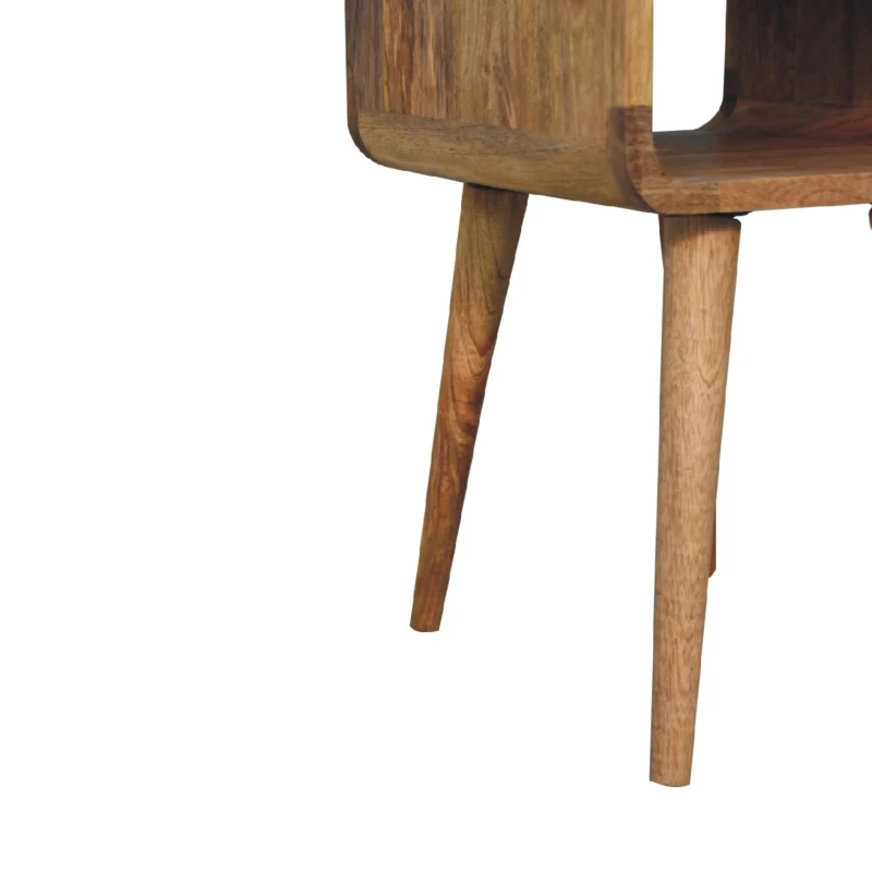 Solid Mango Wood Mini Bedside Table with Spacious Drawer and Open Slot, Hand-finished Desk with Unique Grain, 30L x 30W x 55H cm, Brown