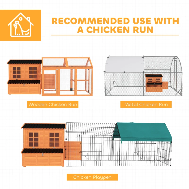 PawHut Galinheiro com caixa de postura para 4-6 galinhas, telhado à prova d'água, madeira de abeto, plástico, 100 x 86 x 100 cm, Laranja