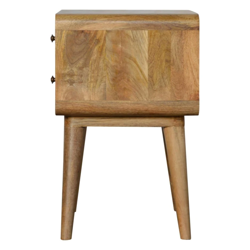100 % Solid Mango Wood Bedside Table with 2 Smooth-Gliding Drawers, Hand-finished Desk with Nordic Legs, 35L x 45W x 55H cm, Brown