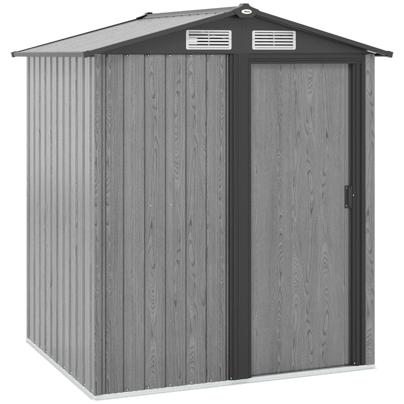 Outsunny 4.3 x 5ft Outdoor Garden Storage Shed - Grey Wood Effect