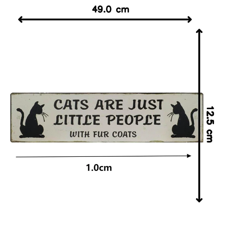 Handcrafted Wall Plaque 'Cats Are Just Little People' with High‑Strength Metal, Wall‑Mounted Home Décor for Bedroom, 1L x 49W x 12.5H cm, Black