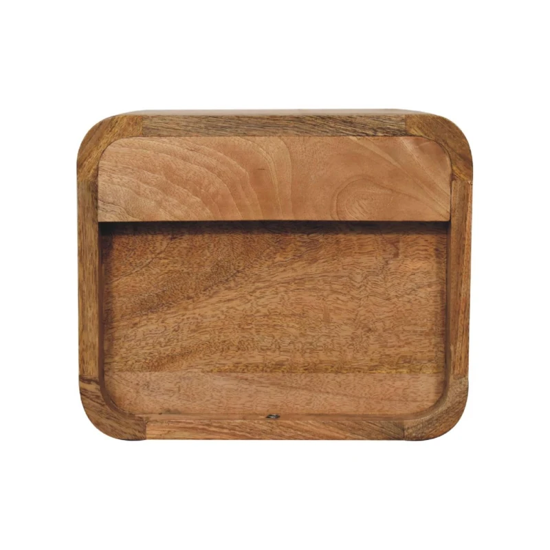 Solid Mango Wood Floating Bedside Table with 2 Smooth-Gliding Drawers, Desk with Sustainable Materials, 25L x 30W x 25H cm, Brown