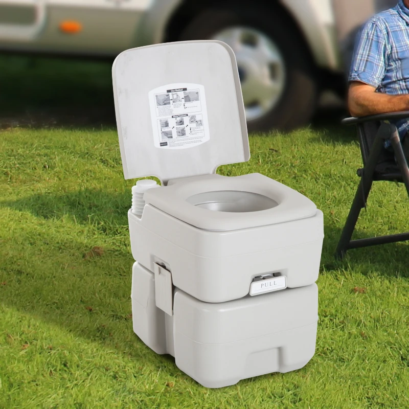 Homcom WC Camping à Double Réservoir en Plastique 111 x 47 x 145 cm