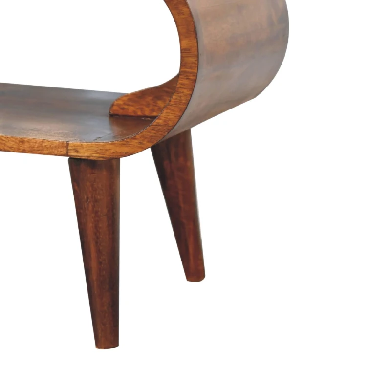 Amaya Nordic Solid Mango Wood Coffee Table with Open Slot Storage, Handcrafted Tea Table with Stain Finish, 35L x 90W x 40H cm, Brown