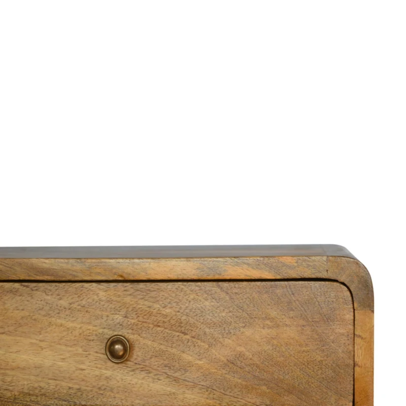 Solid Wood Floating Bedside Table with Drawer and Open Shelf, Handcrafted Desk with Clear Natural Finish, 32L x 45W x 25H cm, Brown