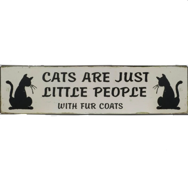 Handcrafted Wall Plaque 'Cats Are Just Little People' with High‑Strength Metal, Wall‑Mounted Home Décor for Bedroom, 1L x 49W x 12.5H cm, Black