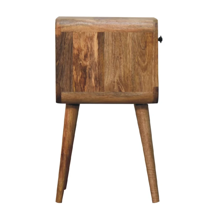 Solid Mango Wood Mini Bedside Table with Spacious Drawer and Open Slot, Hand-finished Desk with Unique Grain, 30L x 30W x 55H cm, Brown