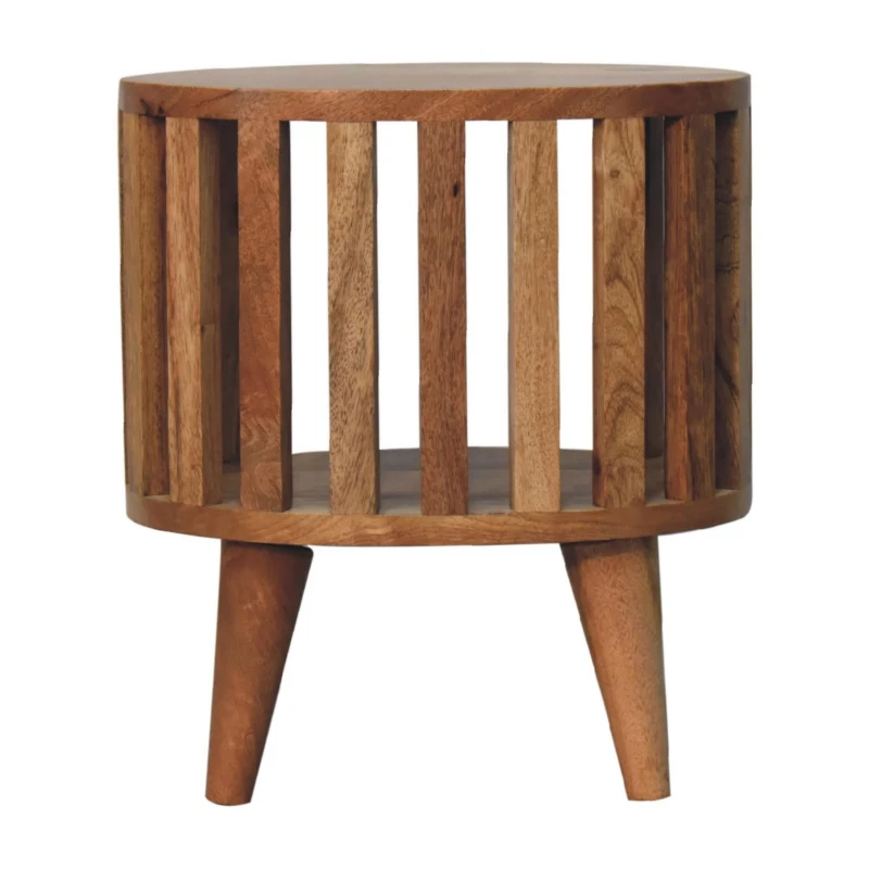 Ariella 100% Solid Mango Wood Single-Shelf Bedside Table with Nordic Legs, Hand-finished Desk with Open Shelf, 26L x 36W x 40H cm, Brown
