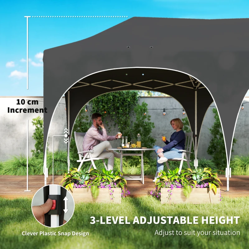 Outsunny Pop-up Canopy 6x3 m Pop-up with 4 Removable Sides Adjustable Height and Carry Bag Dark Gray