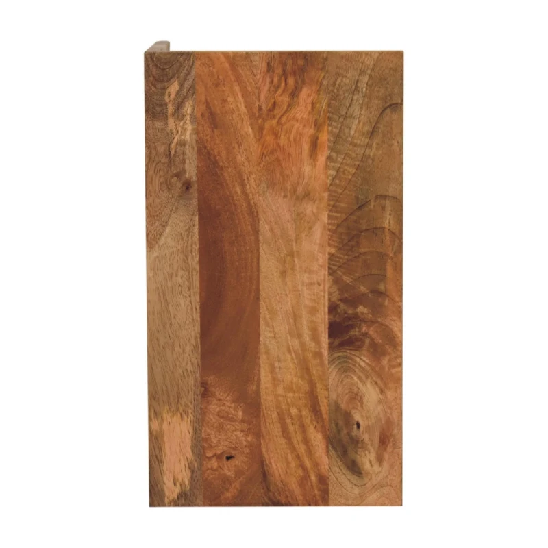 Solid Mango Wood Bedside Table with Open Box Storage and Shelf, Handcrafted Desk with Clear Natural Finish, 28L x 28W x 50H cm, Brown