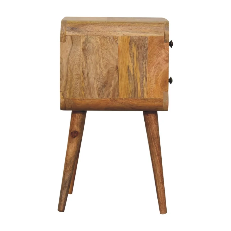 100% Solid Mango Wood Bedside Table with 2 Smooth-Gliding Drawers, Hand-Finished Desk with Nordic Legs, 30L x 30W x 55H cm, Brown