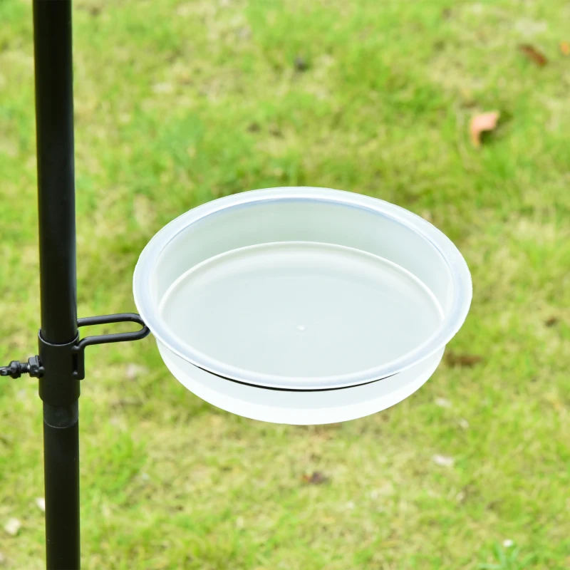 PawHut Steel Bird Feeding Station, Freestanding Bird Feeder 208H cm with 4 Hooks, Black