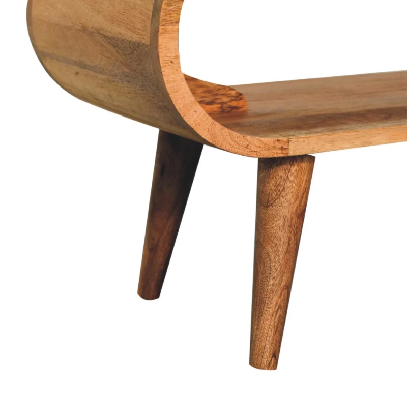 Solid Mango Wood Amaya Nordic Coffee Table with Open Slot, Handcrafted Tea Table with Clear Natural Finish, 35L x 90W x 40H cm, Brown