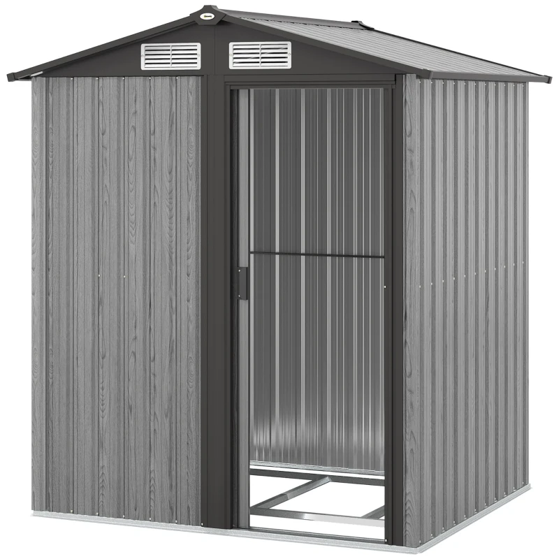 Outsunny 4.3 x 5ft Outdoor Garden Storage Shed - Grey Wood Effect