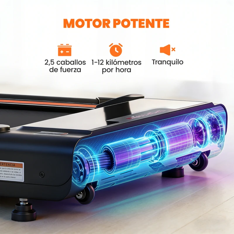 SPORTNOW Cinta de Correr Plegable con Escritorio Extraíble 2.5HP 1-12 KM/H Pantalla LED Manillar y Soporte para Móvil Negro